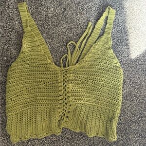 Forever 21 Olive Crochet Top